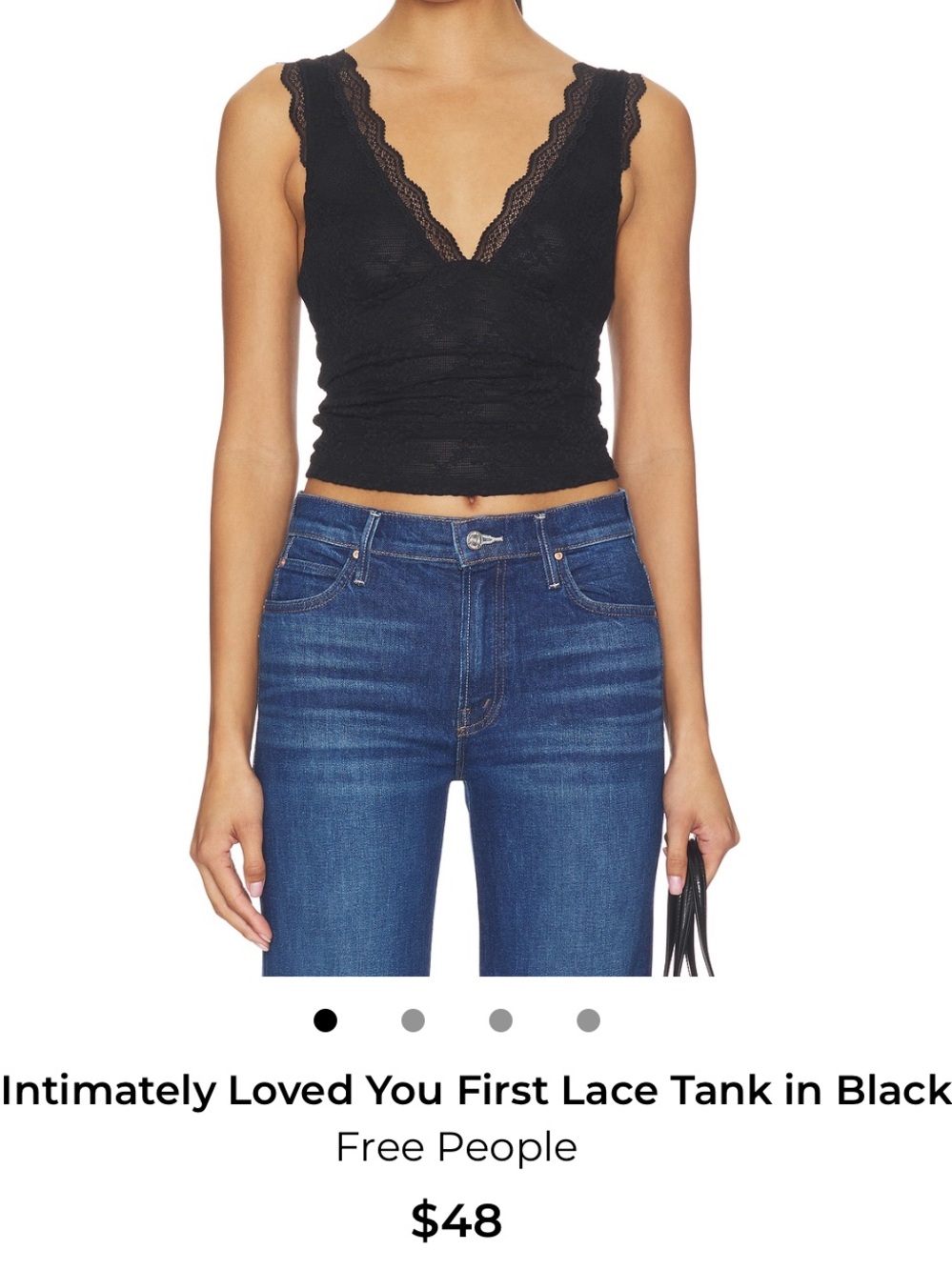 Free People Black Lace V-Neck Tank